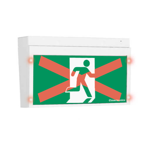 L10 CleverEVAC Dynamic Red X Exit, Cleverfit PRO, Single sided, Pictogram