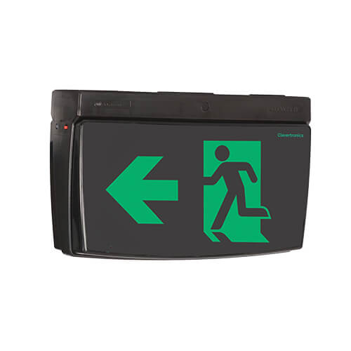 Economy Lithium Cleverfit Exit LED, SS, Surface mounted, Pictogram LEFT