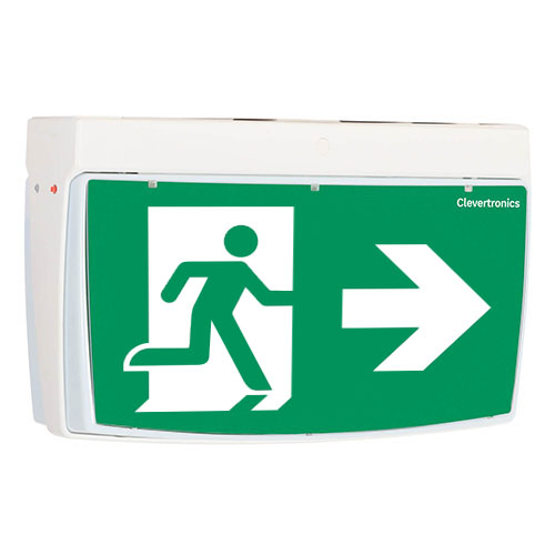 LP Cleverfit LED exit, single or dble sided, wall or ceiling mounted.