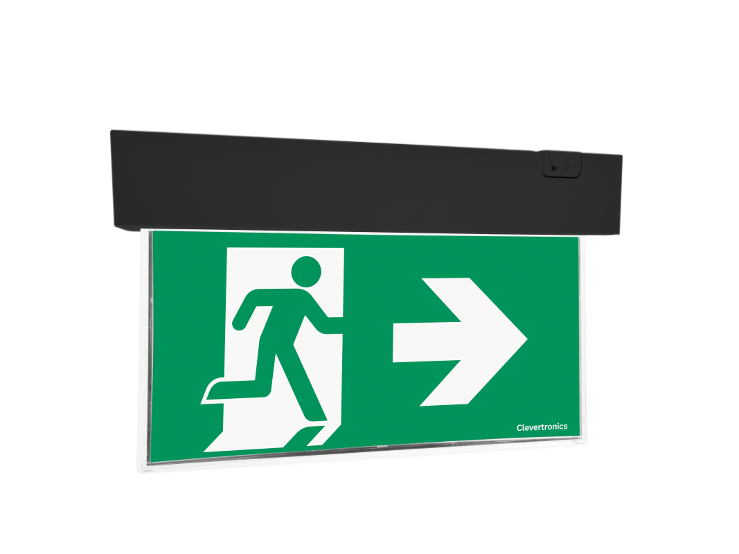 Glider Exit, Surface Mount, CLP, All Pictograms, Single or Double Sided, Black